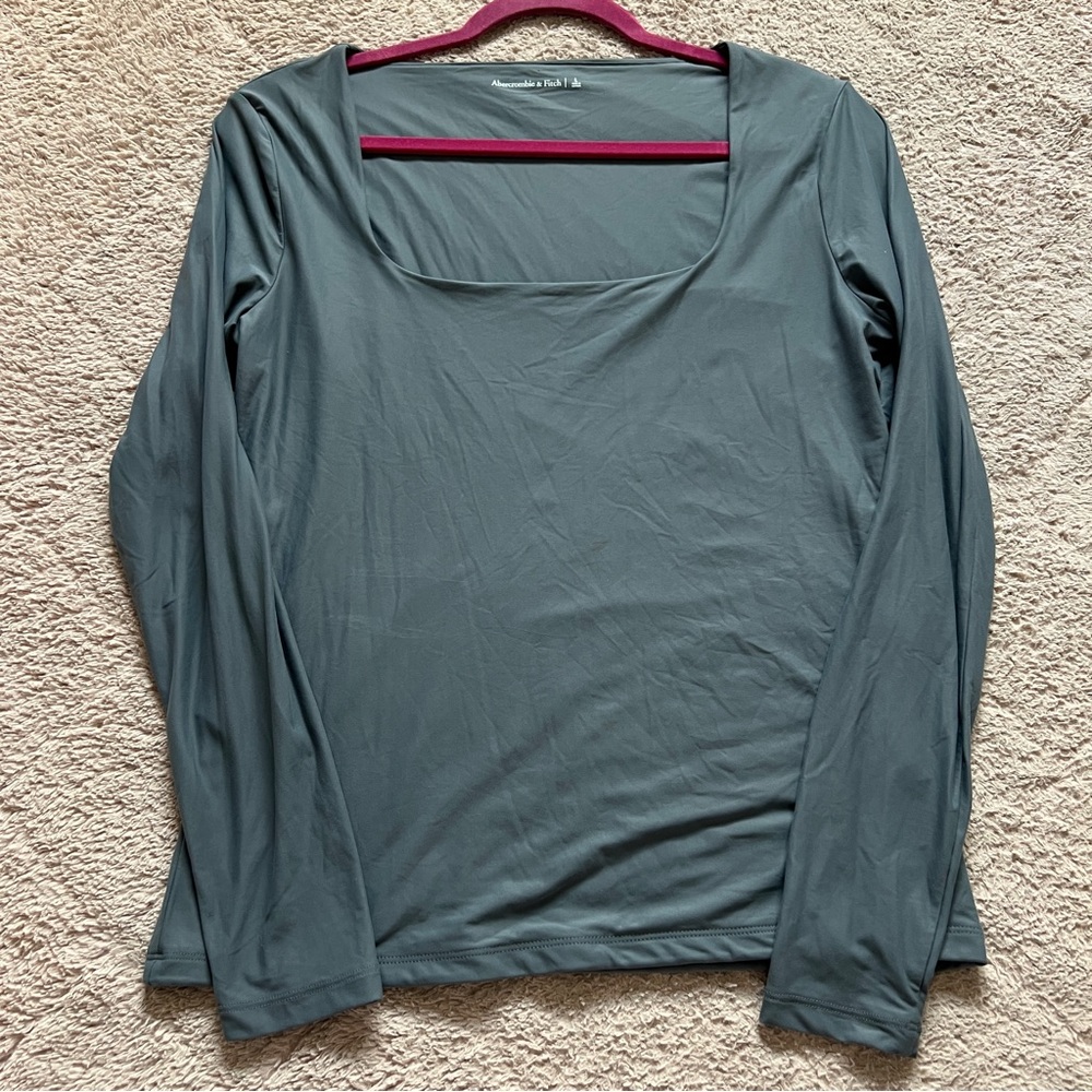 Abercrombie & Fitch Soft Matte Square Neck Top Preppy Capsule Minimalist‎ Size L